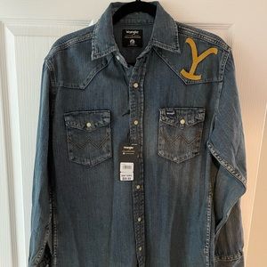 Wrangler “Yellowstone Dutton Ranch” Denim, snap button, long sleeve shirt.